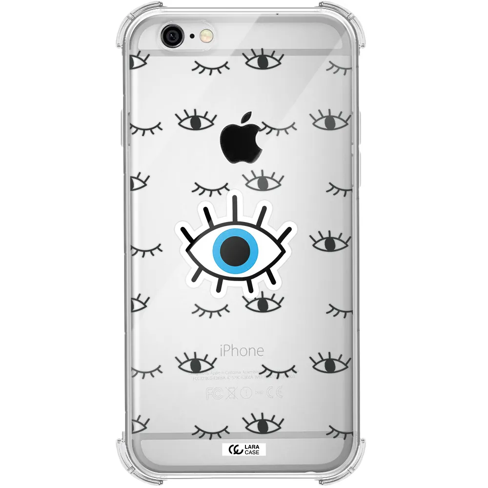 a blue eye with black eyeballs and eyelashes Apple iPhone 6 Clear PC Case