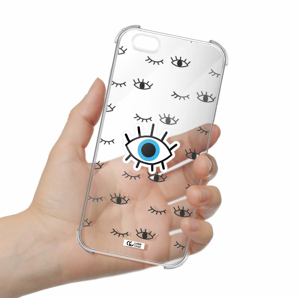 a blue eye with black eyeballs and eyelashes Apple iPhone 6 plus Clear PC Case