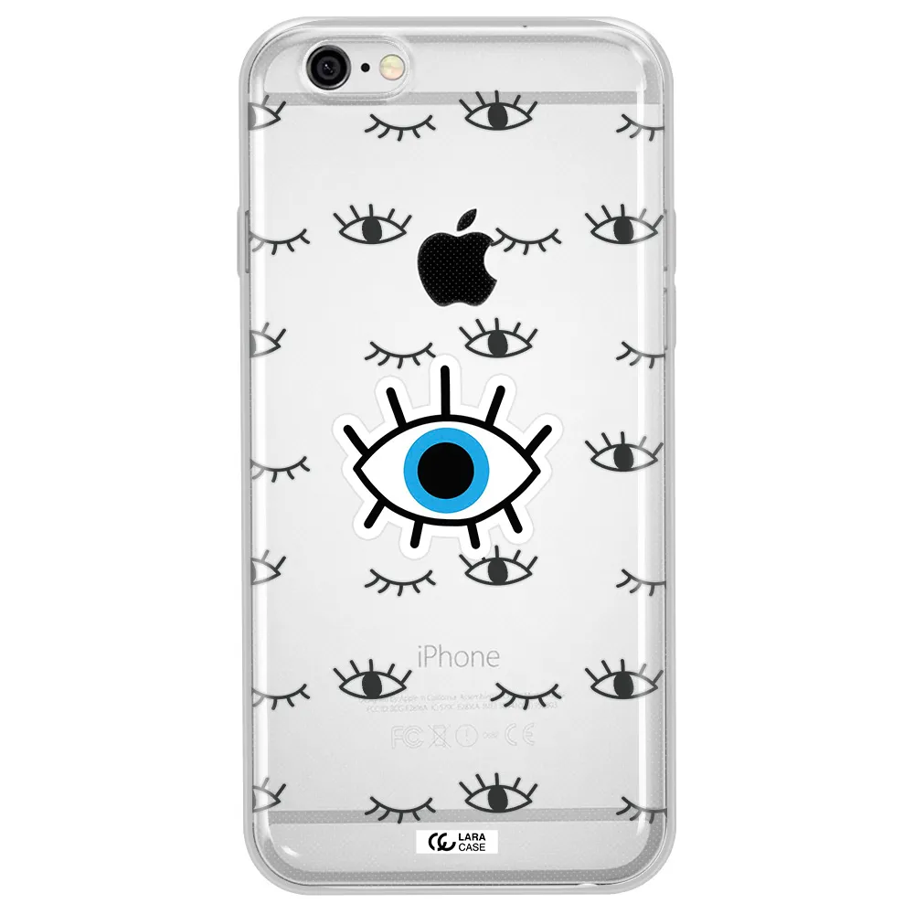 A Blue Eye With Black Eyeballs And Eyelashes Apple Iphone 6 Plus Clear Tpu Case