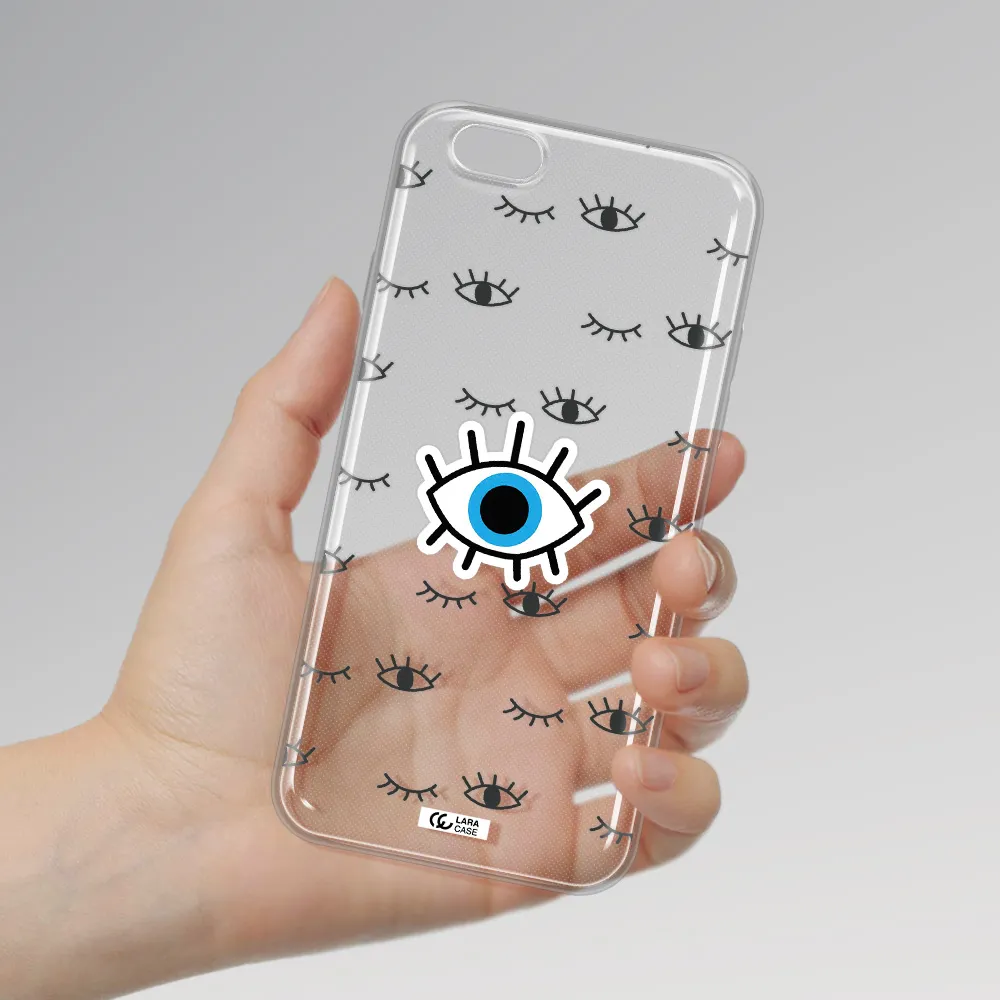 A Blue Eye With Black Eyeballs And Eyelashes Apple Iphone 6 Plus Clear Tpu Case