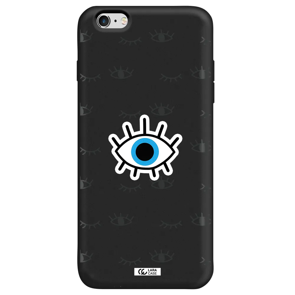 a blue eye with black eyeballs and eyelashes Apple iPhone 6 plus Silicone black Case