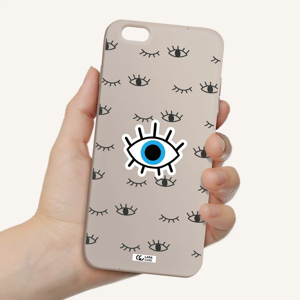 a blue eye with black eyeballs and eyelashes Apple iPhone 6 s plus Silicone Stone Case