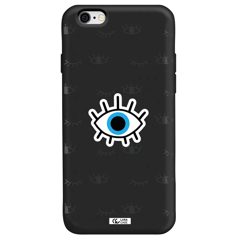 a blue eye with black eyeballs and eyelashes Apple iPhone 6 Silicone black Case