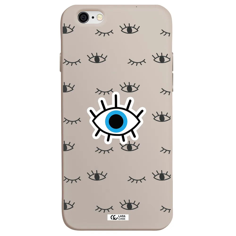 a blue eye with black eyeballs and eyelashes Apple iPhone 6 Silicone Stone Case