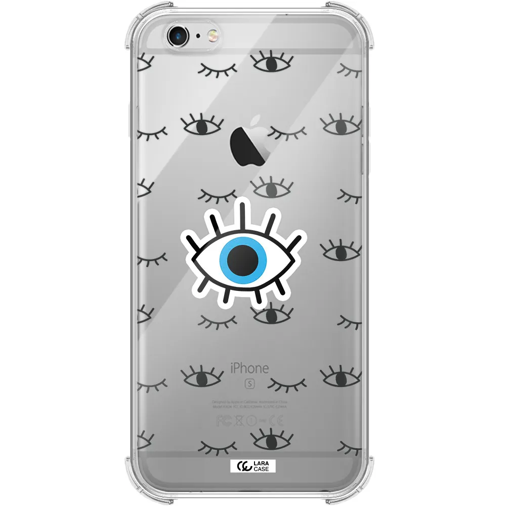 a blue eye with black eyeballs and eyelashes Apple iPhone 6S Clear PC Case