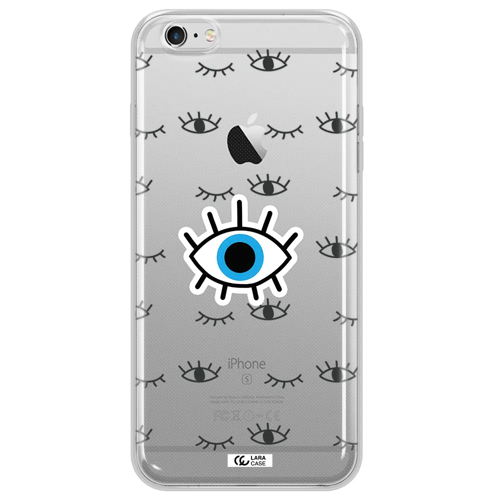 A Blue Eye With Black Eyeballs And Eyelashes Apple Iphone 6S Clear Tpu Case