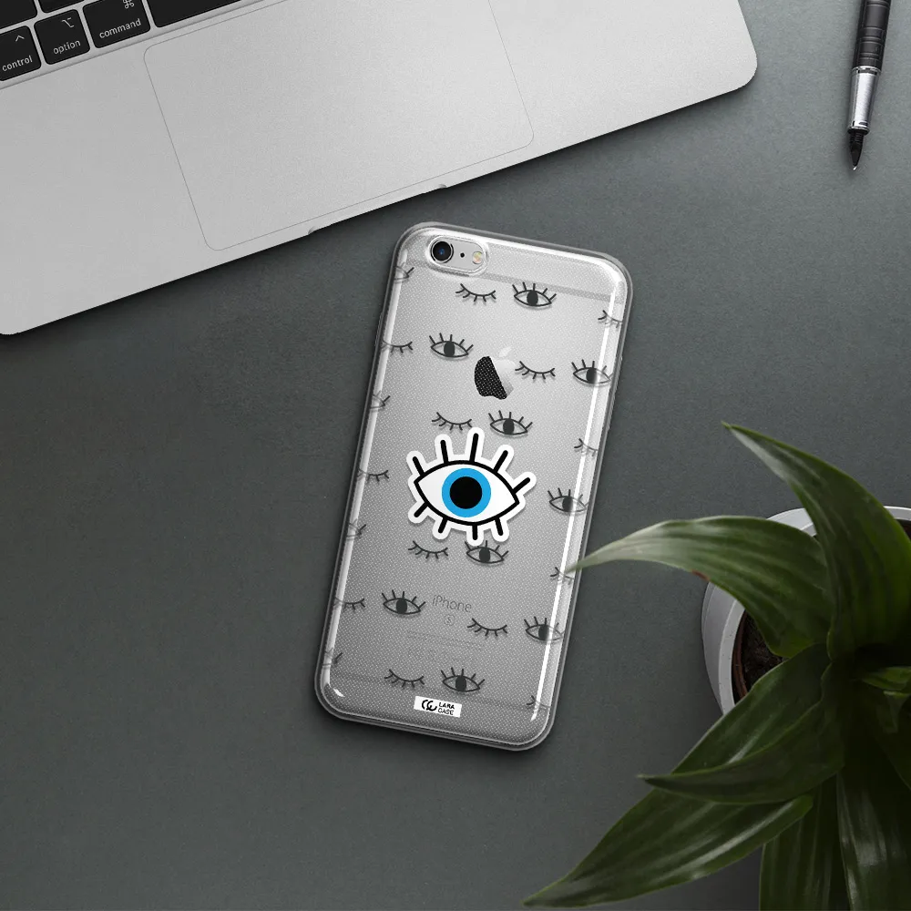A Blue Eye With Black Eyeballs And Eyelashes Apple Iphone 6S Clear Tpu Case