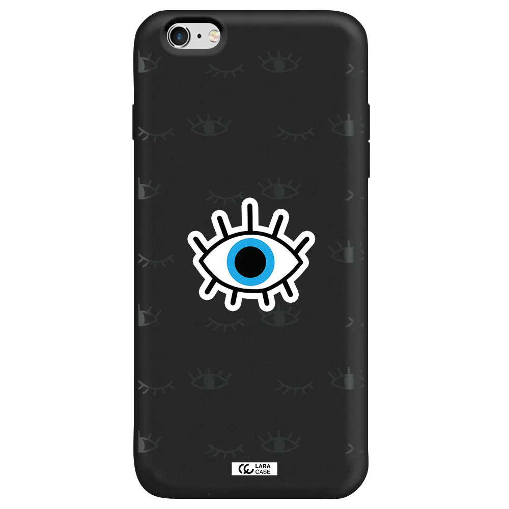 a blue eye with black eyeballs and eyelashes Apple iPhone 6S Silicone black Case