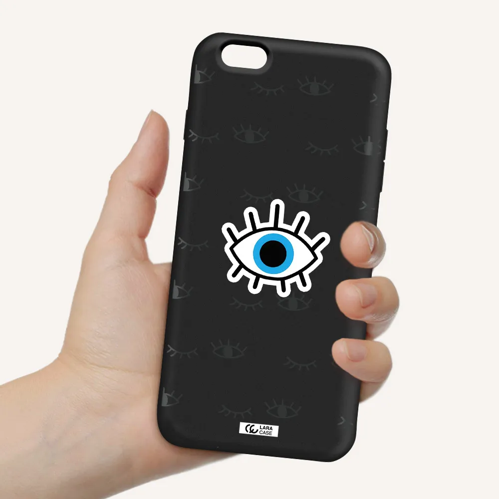 a blue eye with black eyeballs and eyelashes Apple iPhone 6S Silicone black Case