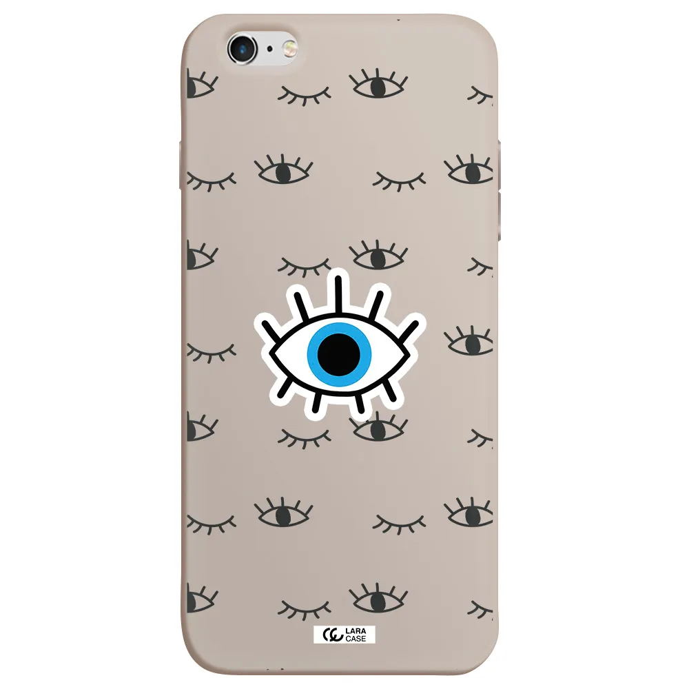 a blue eye with black eyeballs and eyelashes Apple iPhone 6S Silicone Stone Case