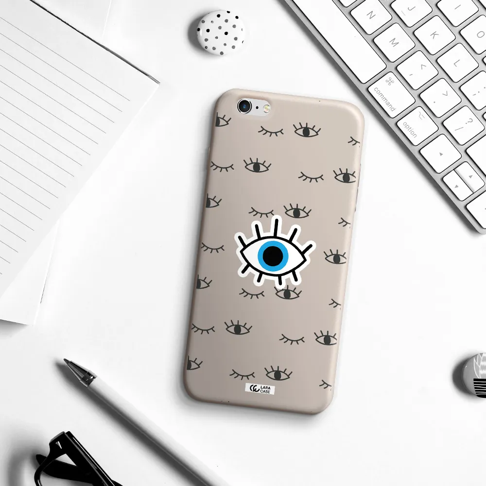 a blue eye with black eyeballs and eyelashes Apple iPhone 6S Silicone Stone Case