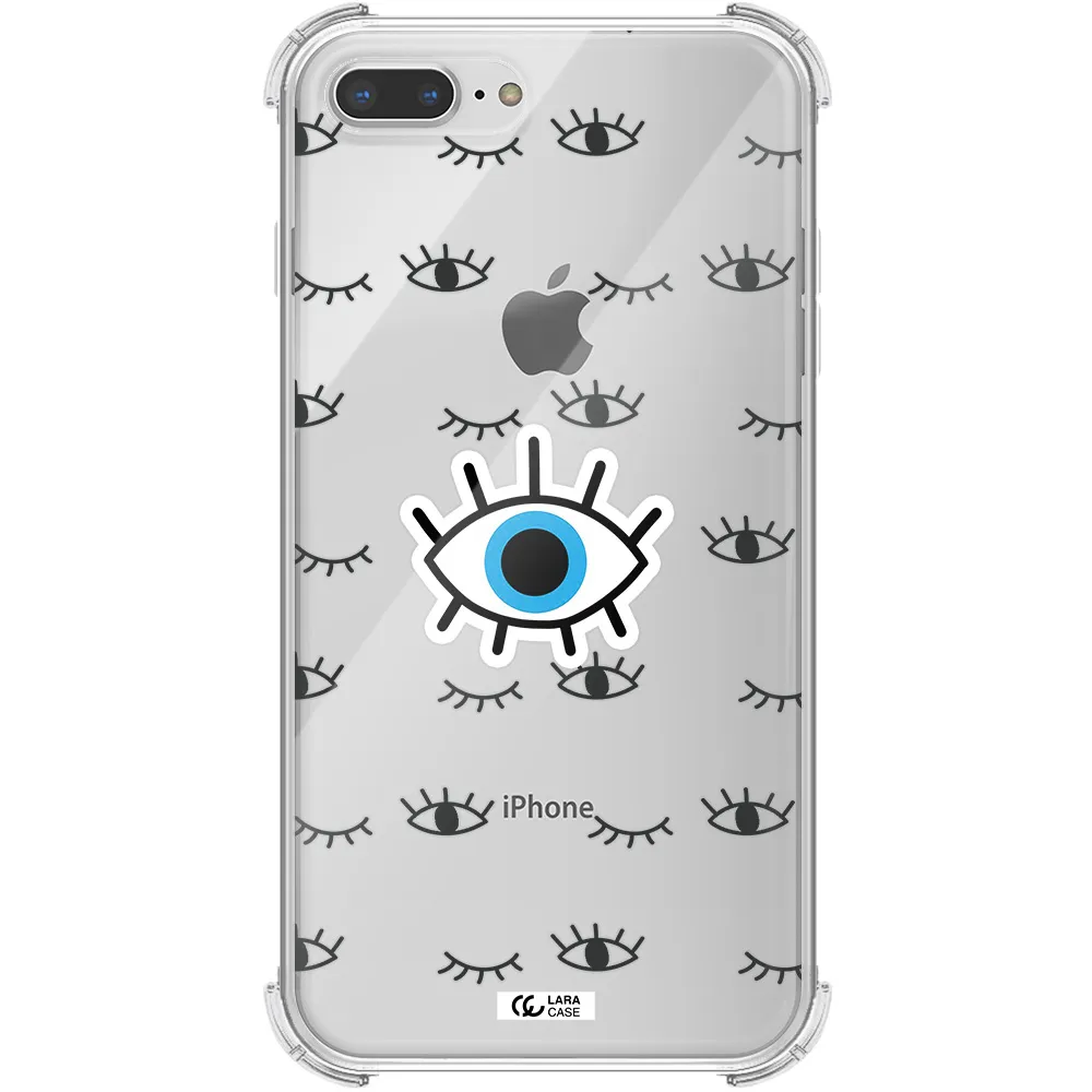 a blue eye with black eyeballs and eyelashes Apple iPhone 7 plus Clear PC Case