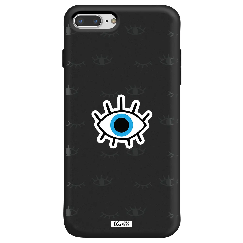 a blue eye with black eyeballs and eyelashes Apple iPhone 7 plus Silicone black Case