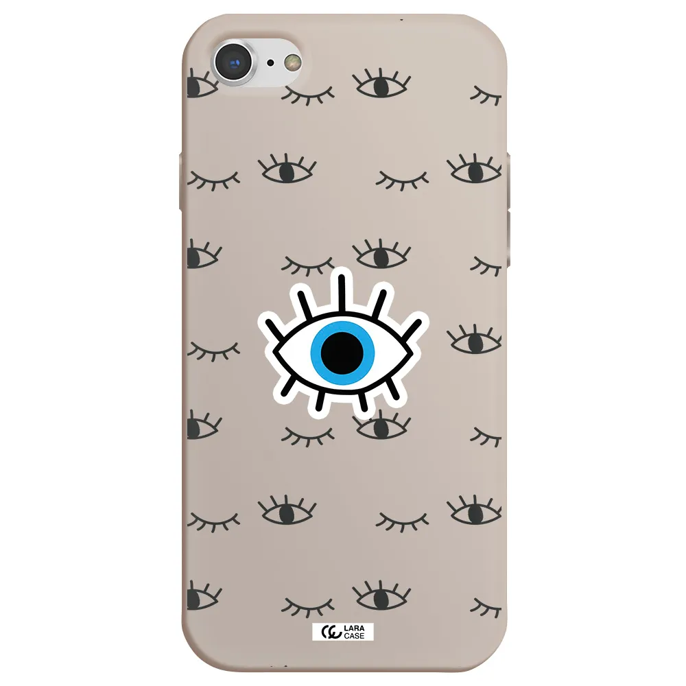 a blue eye with black eyeballs and eyelashes Apple iPhone 7 Silicone Stone Case