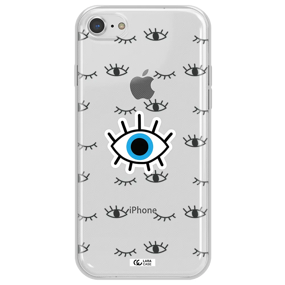 A Blue Eye With Black Eyeballs And Eyelashes Apple Iphone 8 Clear Tpu Case
