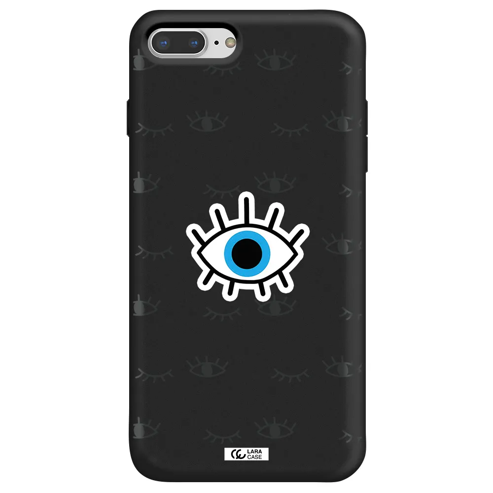 a blue eye with black eyeballs and eyelashes Apple iPhone 8 plus Silicone black Case