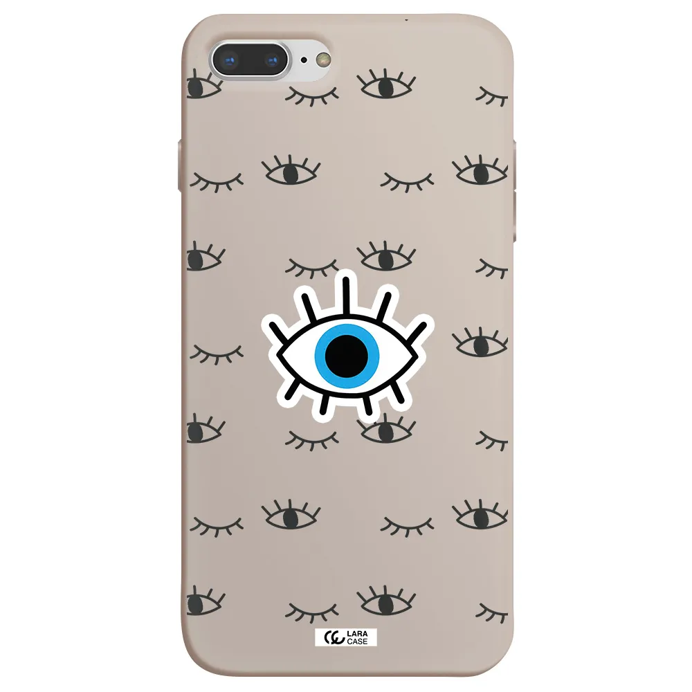 a blue eye with black eyeballs and eyelashes Apple iPhone 8 plus Silicone Stone Case