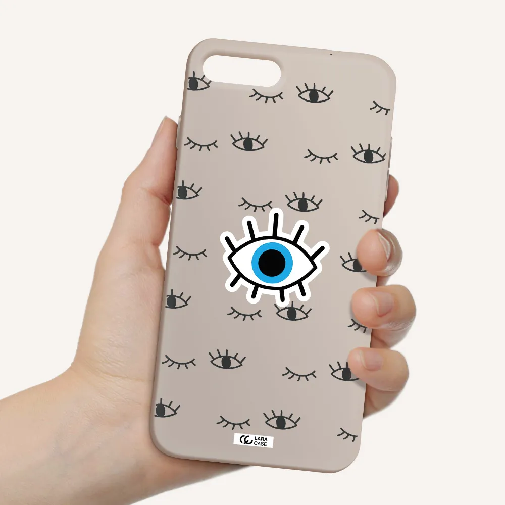 a blue eye with black eyeballs and eyelashes Apple iPhone 8 plus Silicone Stone Case