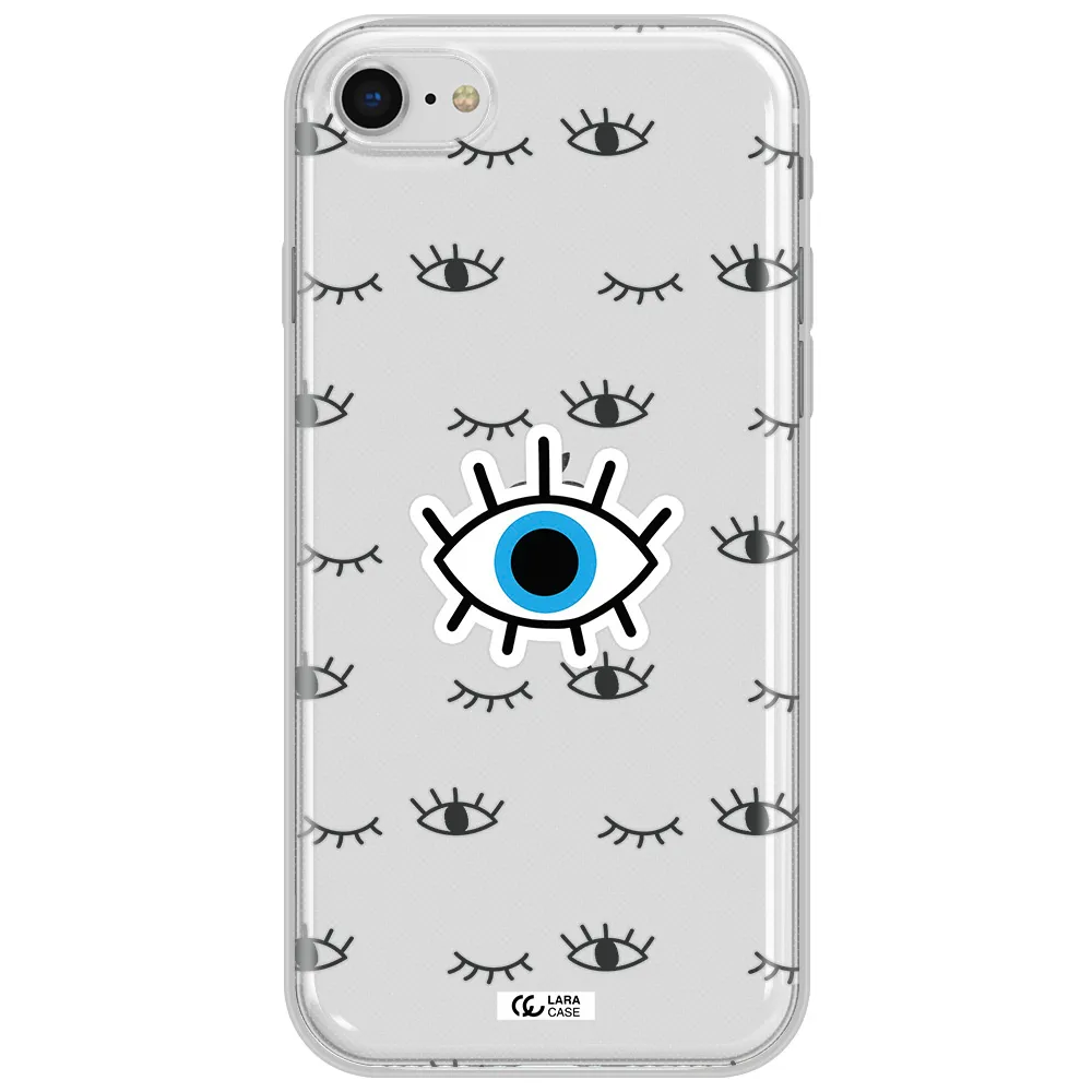 A Blue Eye With Black Eyeballs And Eyelashes Apple Iphone Se 2020 Clear Tpu Case