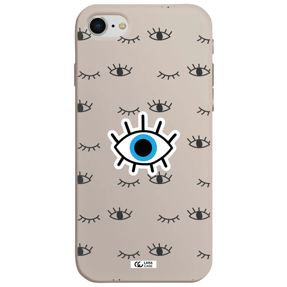 a blue eye with black eyeballs and eyelashes Apple iPhone se 2020 Silicone Stone Case