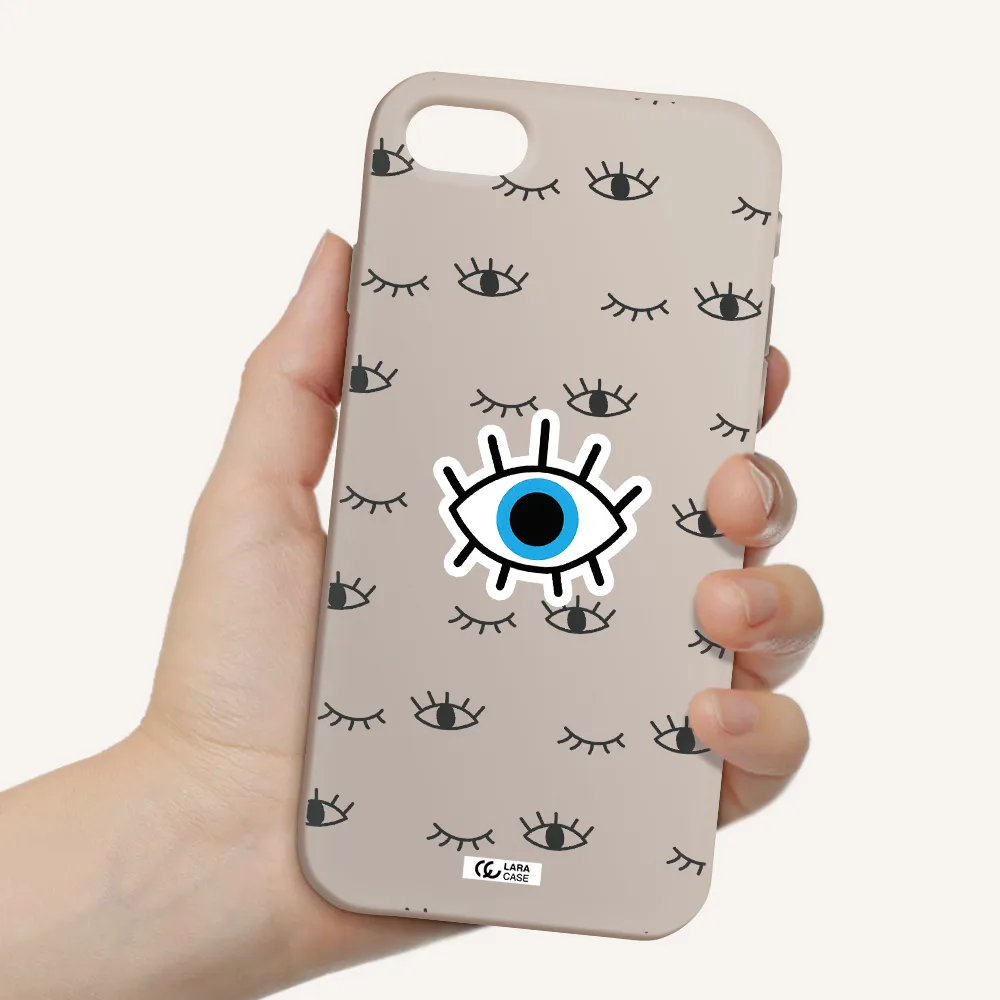 a blue eye with black eyeballs and eyelashes Apple iPhone se 2020 Silicone Stone Case