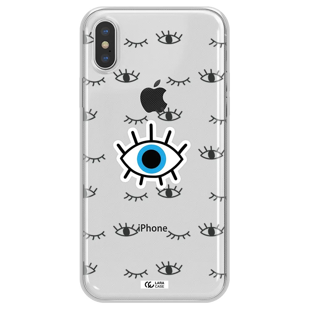 A Blue Eye With Black Eyeballs And Eyelashes Apple Iphone X Clear Tpu Case