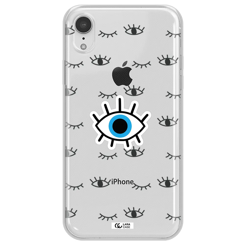 A Blue Eye With Black Eyeballs And Eyelashes Apple Iphone Xr Clear Tpu Case