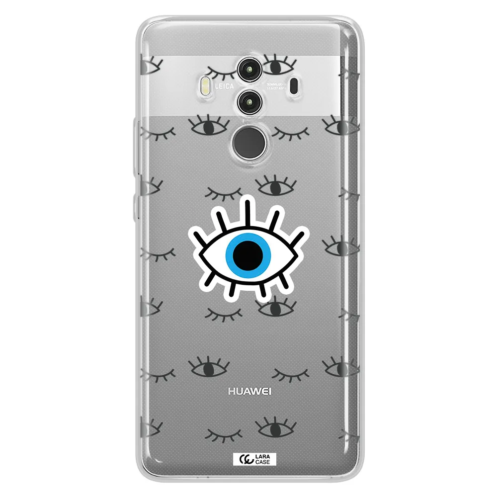 A Blue Eye With Black Eyeballs And Eyelashes Huawei Mate 10 Clear Tpu Case