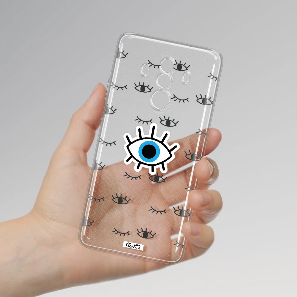 A Blue Eye With Black Eyeballs And Eyelashes Huawei Mate 10 Clear Tpu Case
