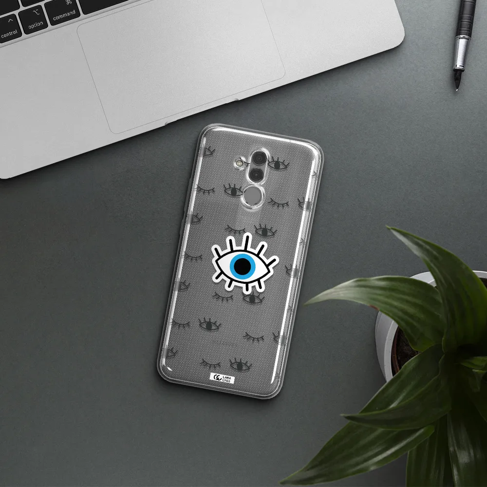 A Blue Eye With Black Eyeballs And Eyelashes Huawei Mate 20 Lite Clear Tpu Case