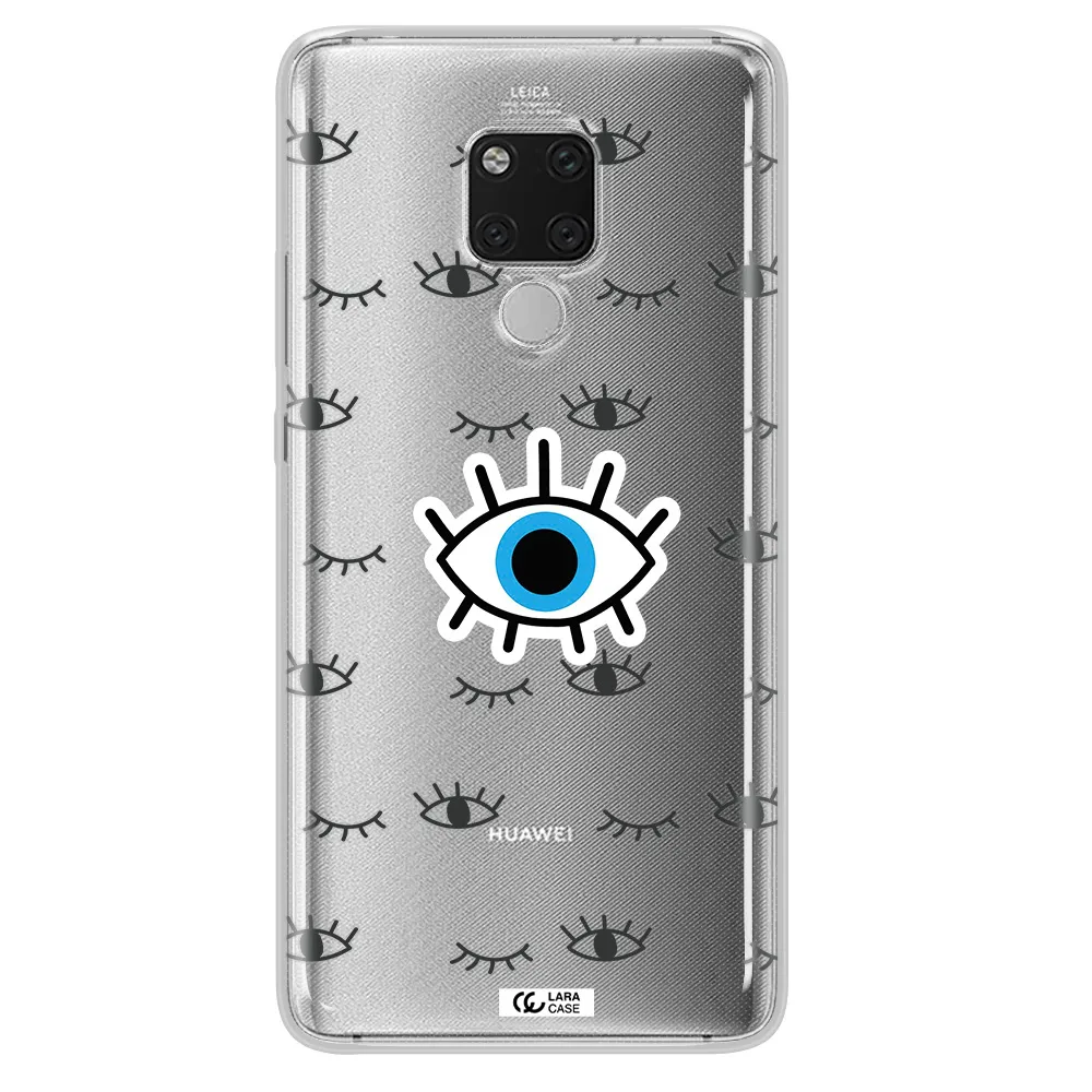 A Blue Eye With Black Eyeballs And Eyelashes Huawei Mate 20X Clear Tpu Case