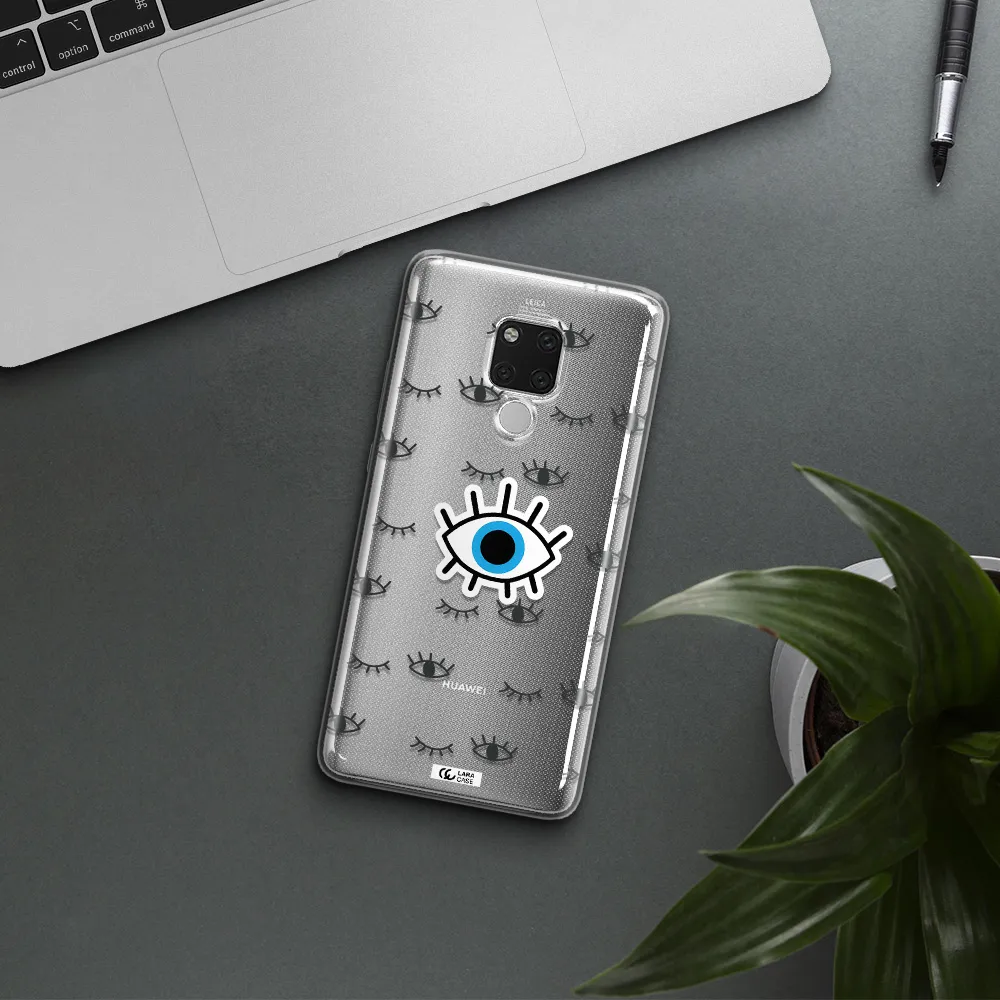 A Blue Eye With Black Eyeballs And Eyelashes Huawei Mate 20X Clear Tpu Case