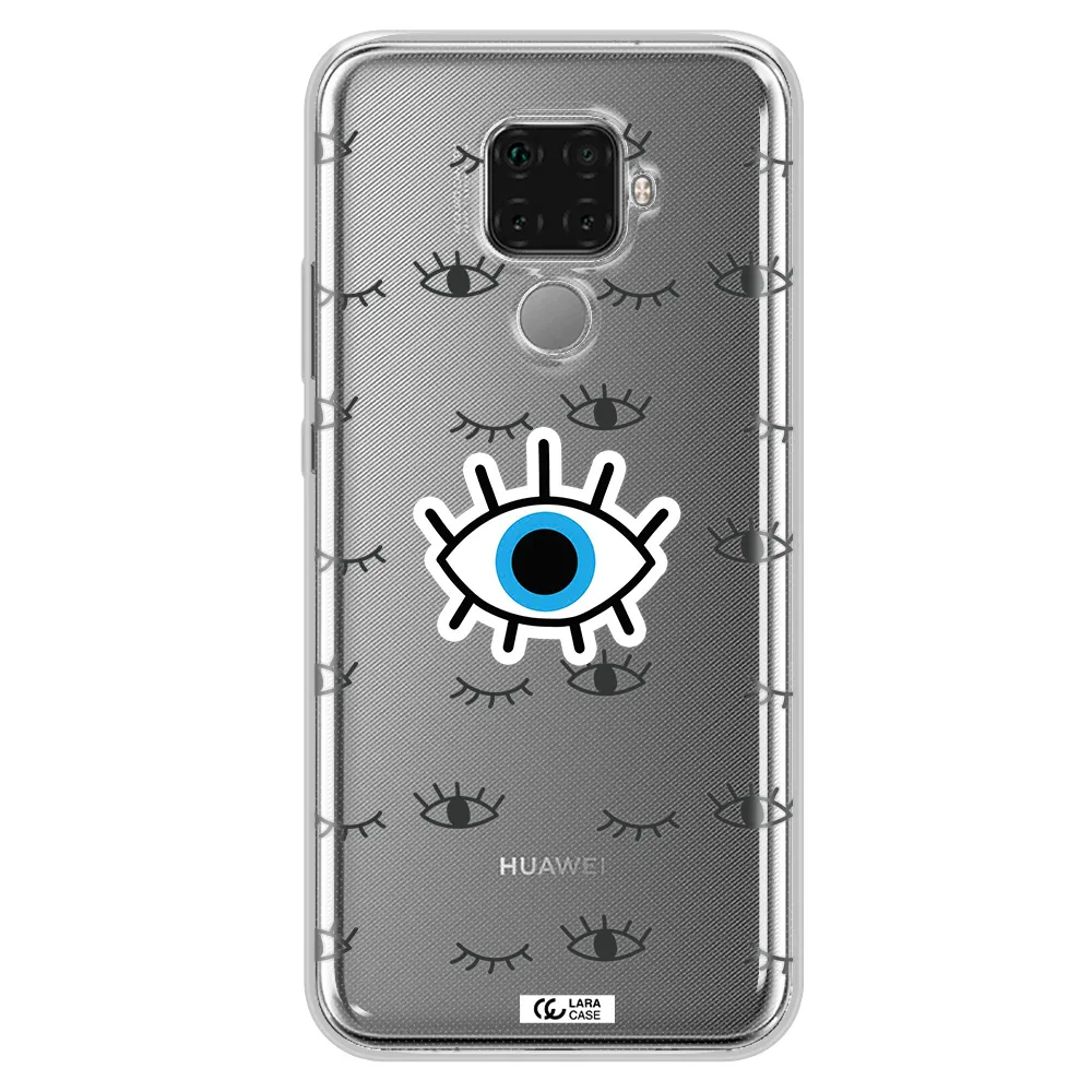 A Blue Eye With Black Eyeballs And Eyelashes Huawei Mate 30 Lite Clear Tpu Case