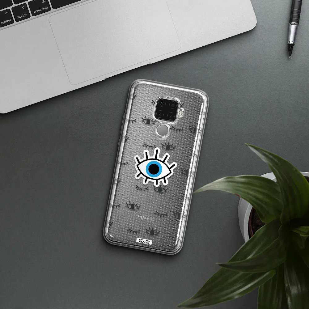 A Blue Eye With Black Eyeballs And Eyelashes Huawei Mate 30 Lite Clear Tpu Case
