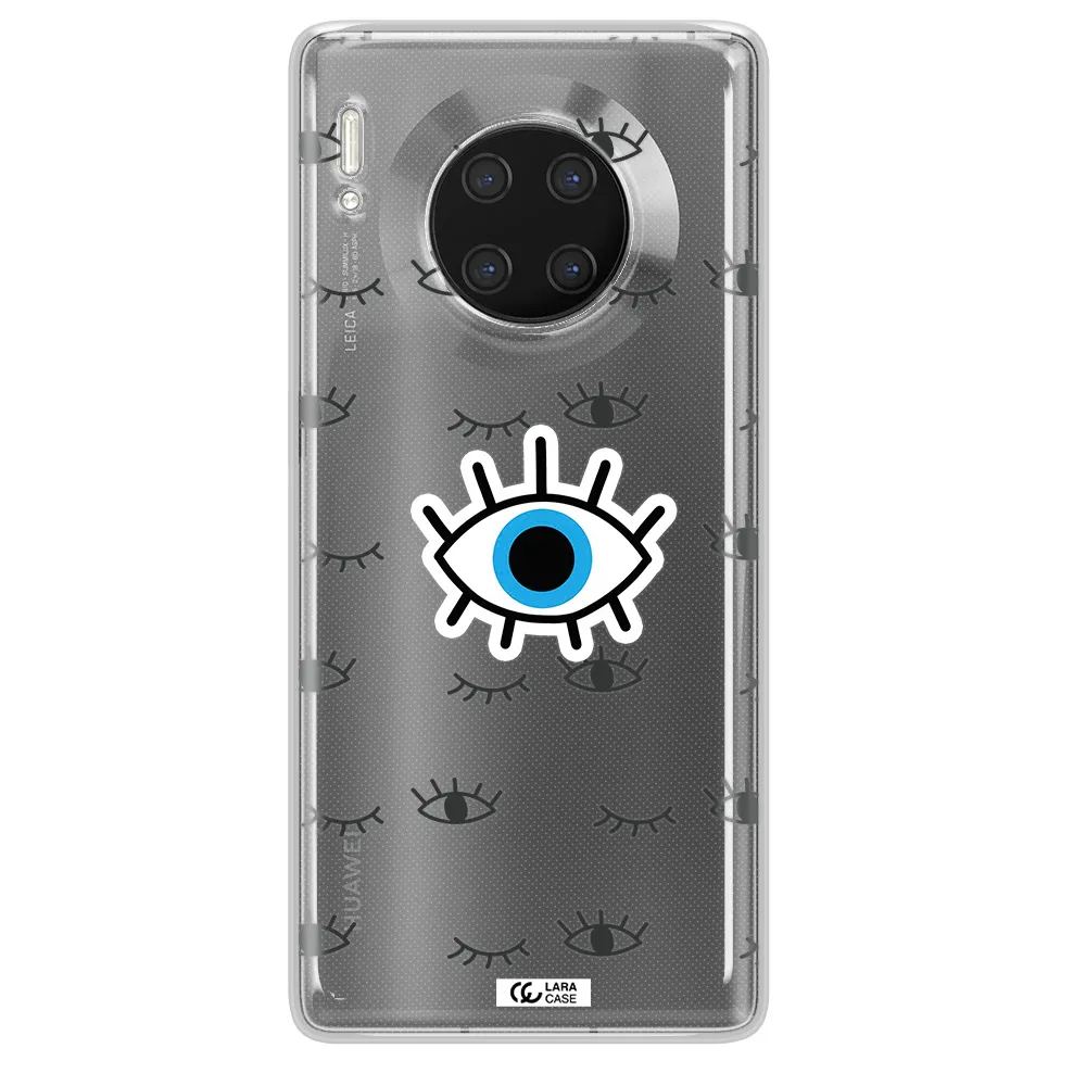 A Blue Eye With Black Eyeballs And Eyelashes Huawei Mate 30 Pro Clear Tpu Case