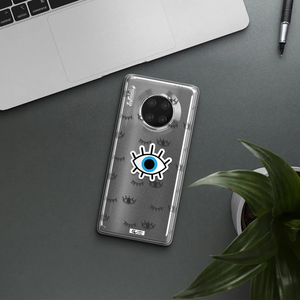 A Blue Eye With Black Eyeballs And Eyelashes Huawei Mate 30 Pro Clear Tpu Case