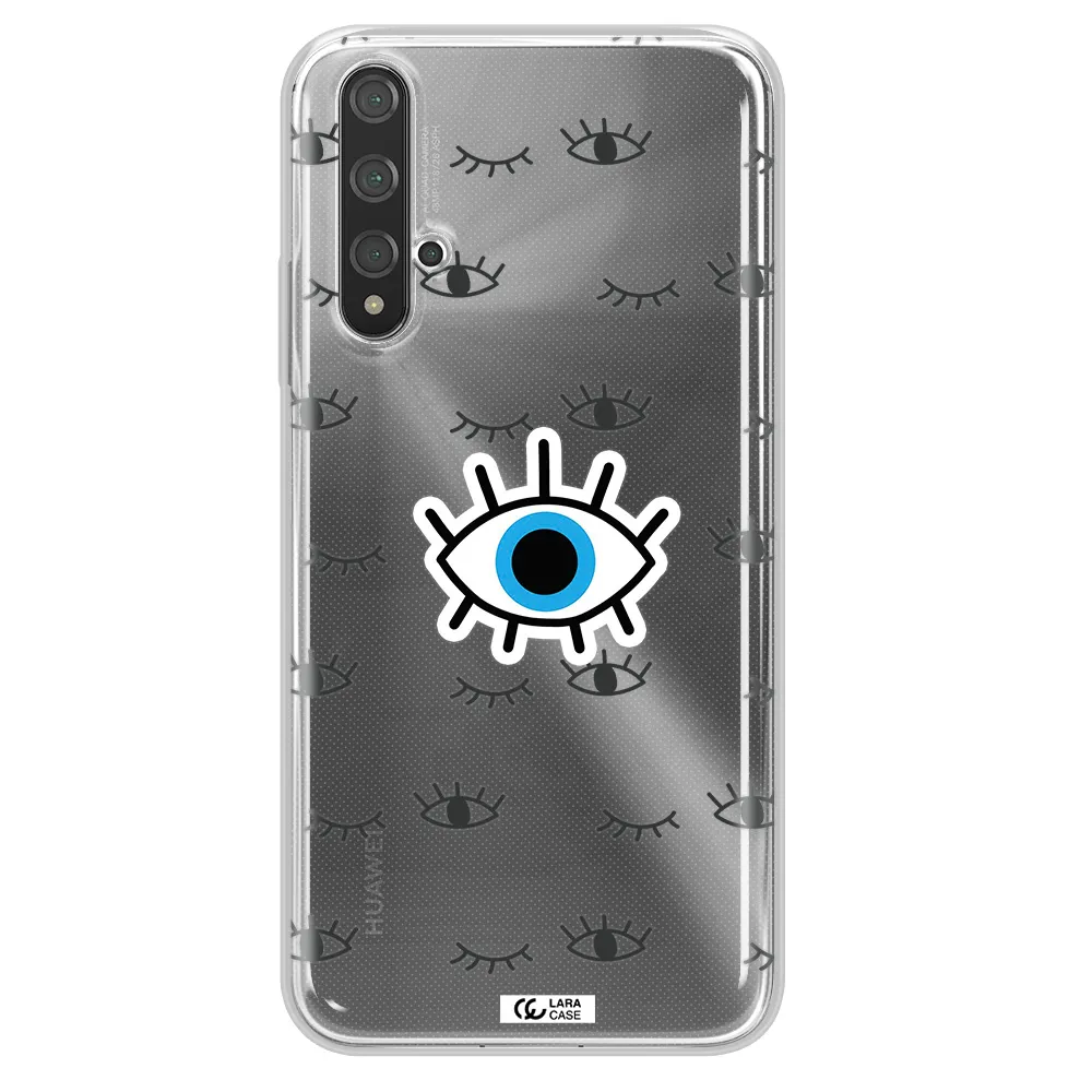 A Blue Eye With Black Eyeballs And Eyelashes Huawei Nova 5T Clear Tpu Case