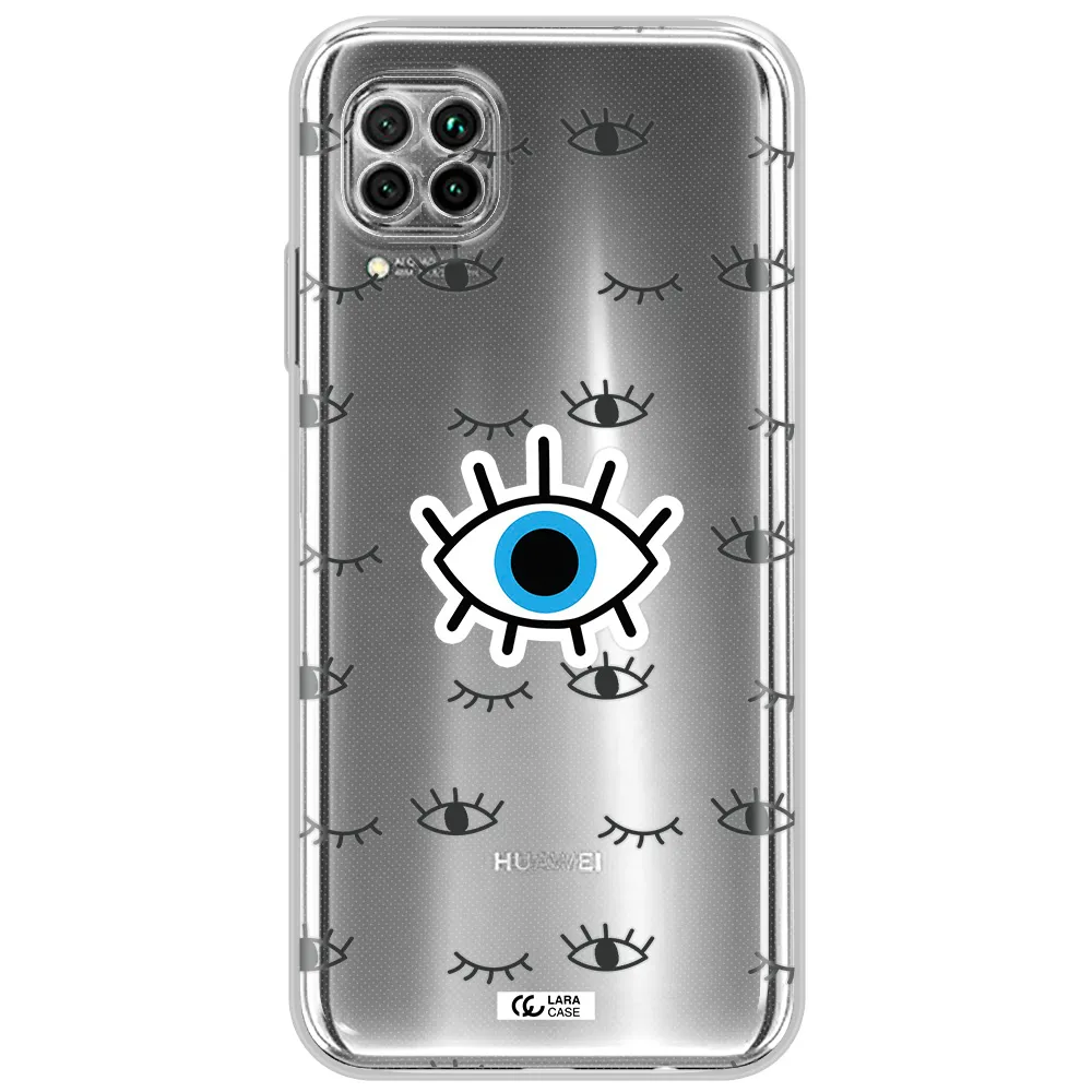 A Blue Eye With Black Eyeballs And Eyelashes Huawei Nova 7I Clear Tpu Case
