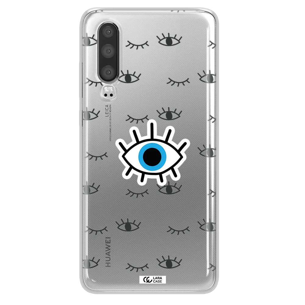 A Blue Eye With Black Eyeballs And Eyelashes Huawei P30 Clear Tpu Case
