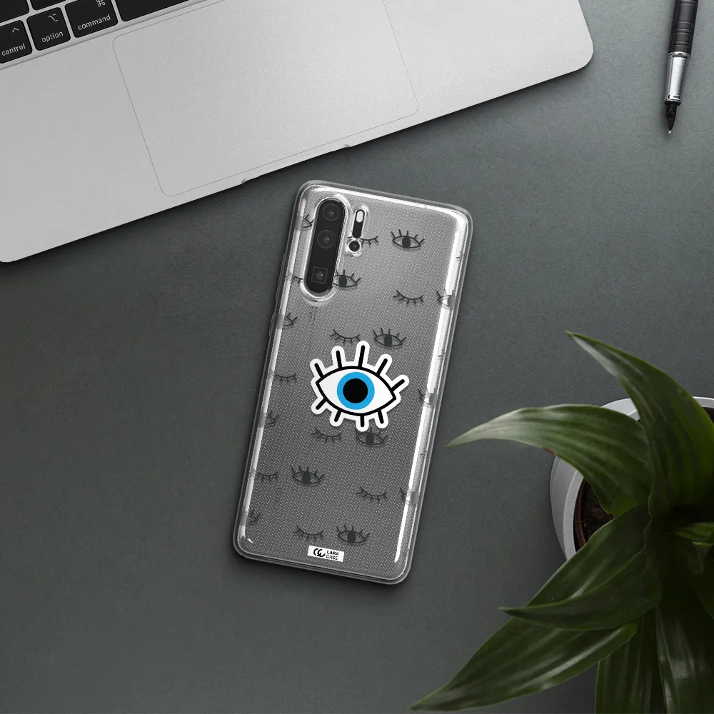 A Blue Eye With Black Eyeballs And Eyelashes Huawei P30 Pro Clear Tpu Case