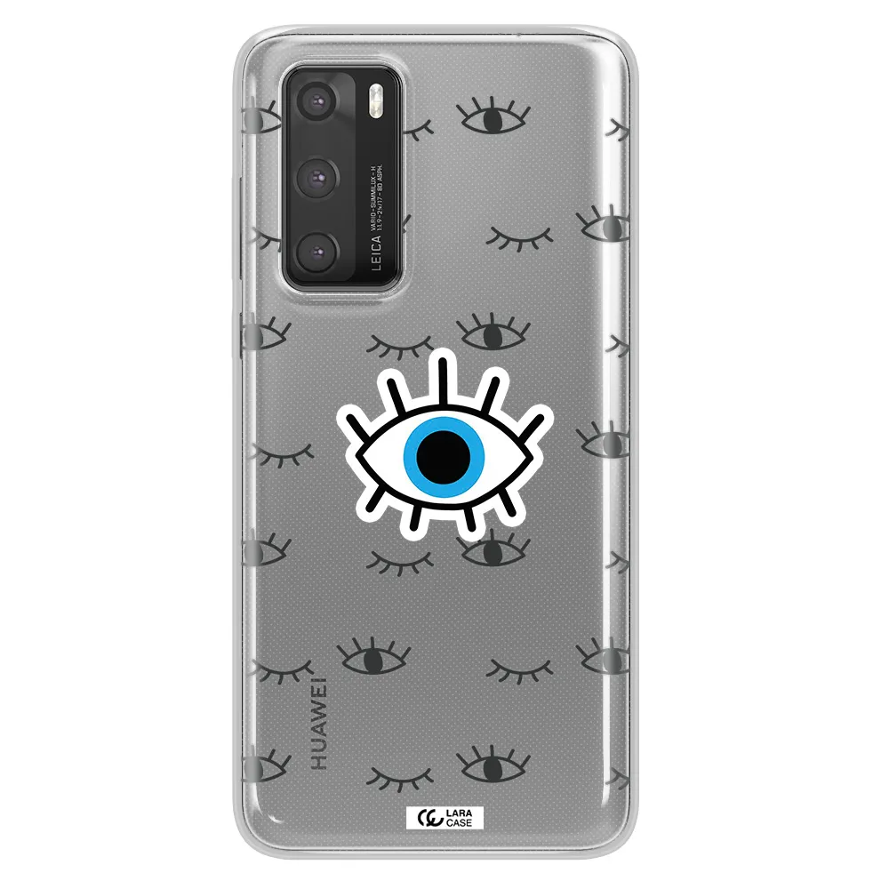 A Blue Eye With Black Eyeballs And Eyelashes Huawei P40 Clear Tpu Case