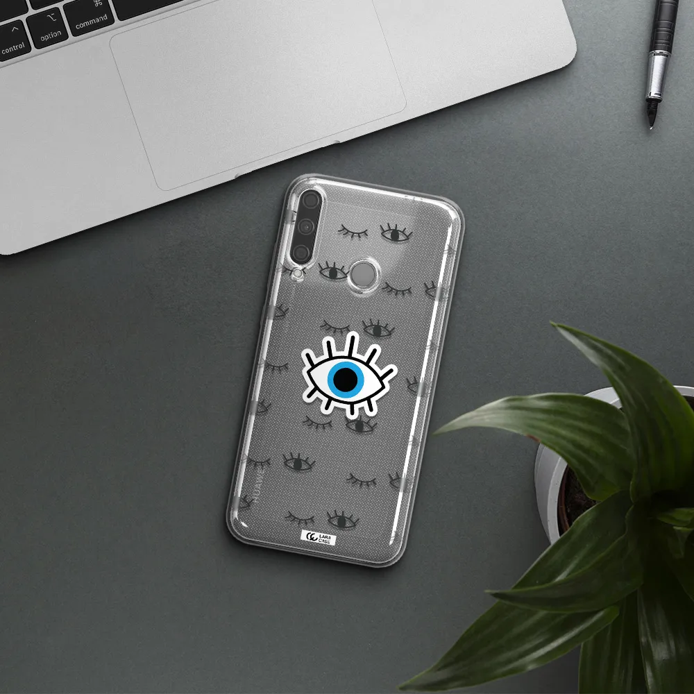 A Blue Eye With Black Eyeballs And Eyelashes Huawei P40 Lite E Clear Tpu Case