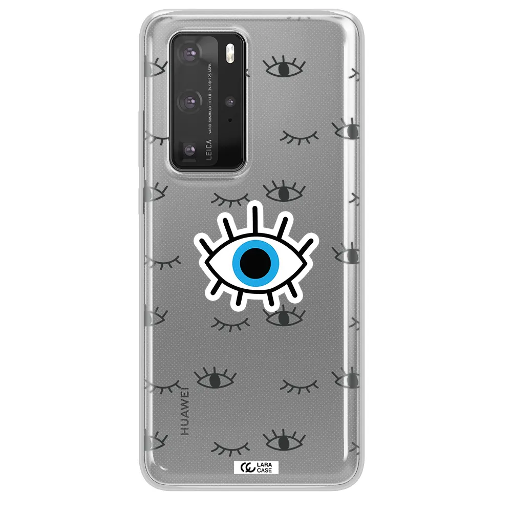 A Blue Eye With Black Eyeballs And Eyelashes Huawei P40 Pro Clear Tpu Case