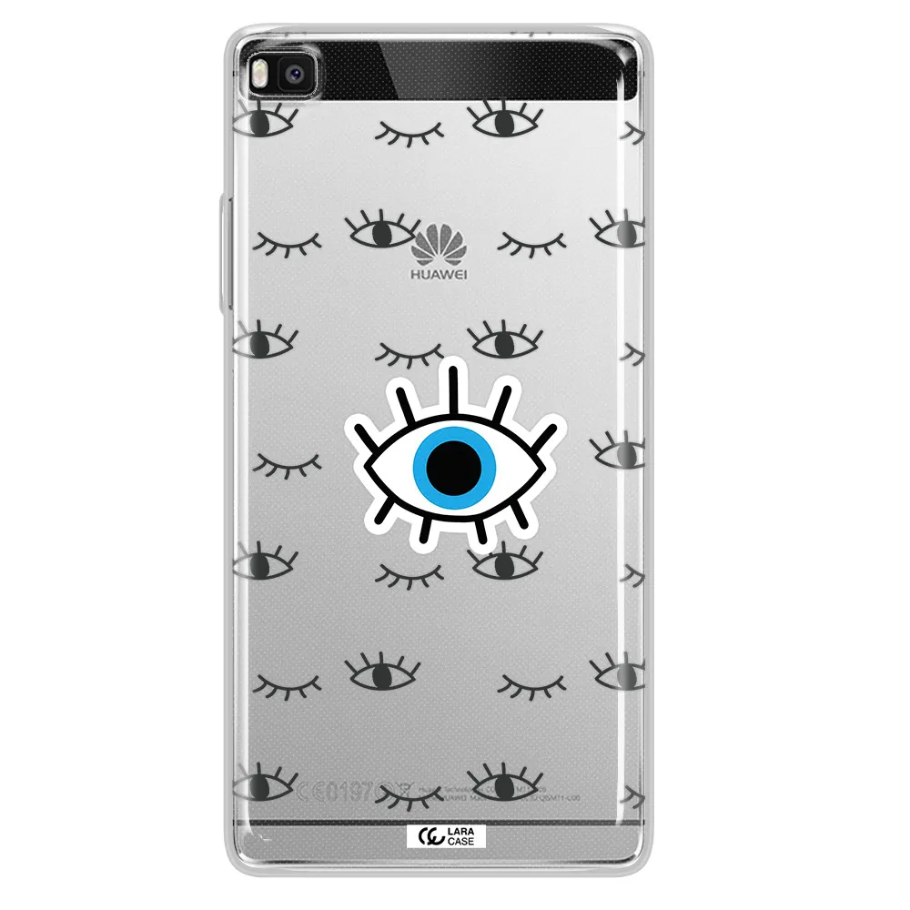 A Blue Eye With Black Eyeballs And Eyelashes Huawei P8 Clear Tpu Case