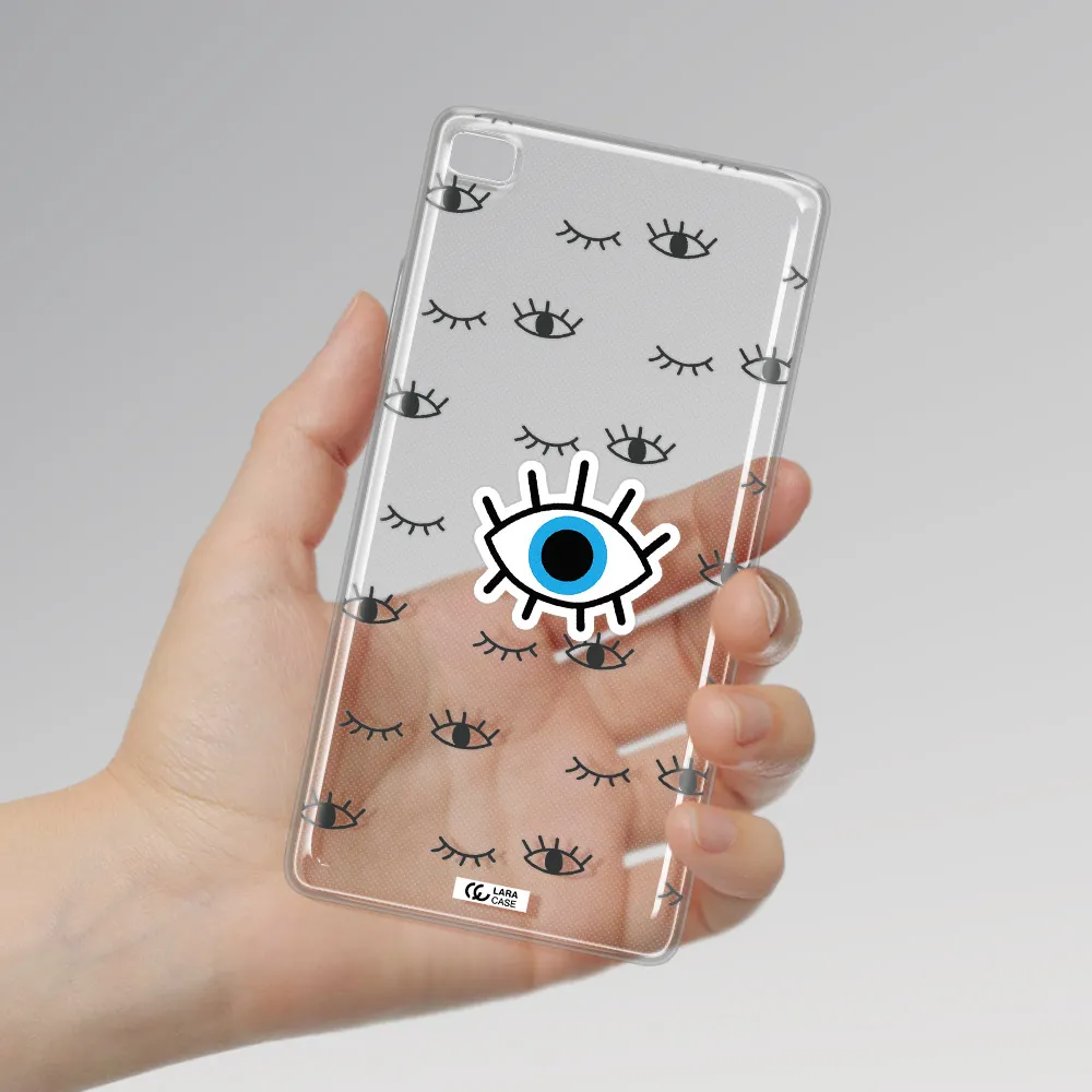 A Blue Eye With Black Eyeballs And Eyelashes Huawei P8 Clear Tpu Case