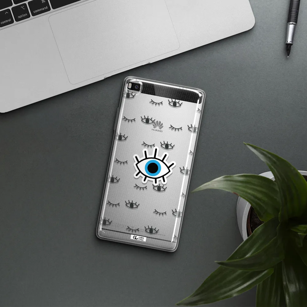 A Blue Eye With Black Eyeballs And Eyelashes Huawei P8 Clear Tpu Case