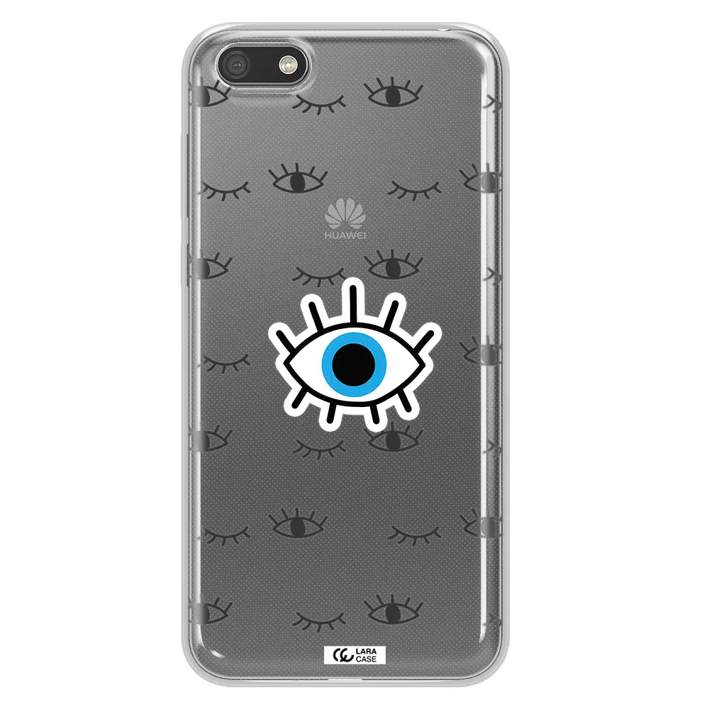 A Blue Eye With Black Eyeballs And Eyelashes Huawei Y5 2018 Clear Tpu Case
