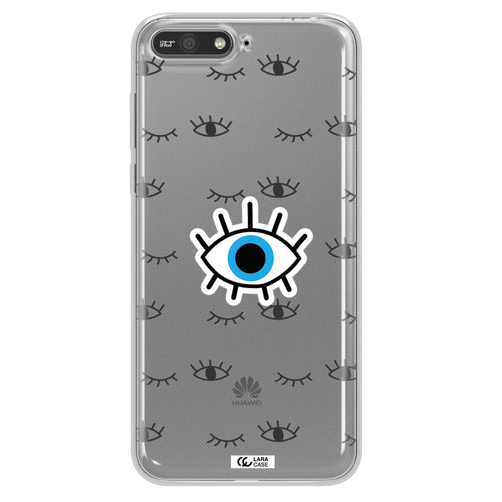 A Blue Eye With Black Eyeballs And Eyelashes Huawei Y6 2018 Clear Tpu Case