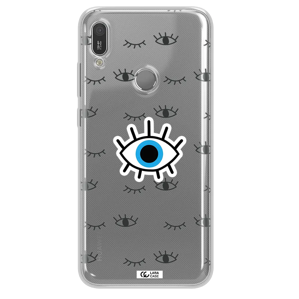 A Blue Eye With Black Eyeballs And Eyelashes Huawei Y6 2019 Clear Tpu Case