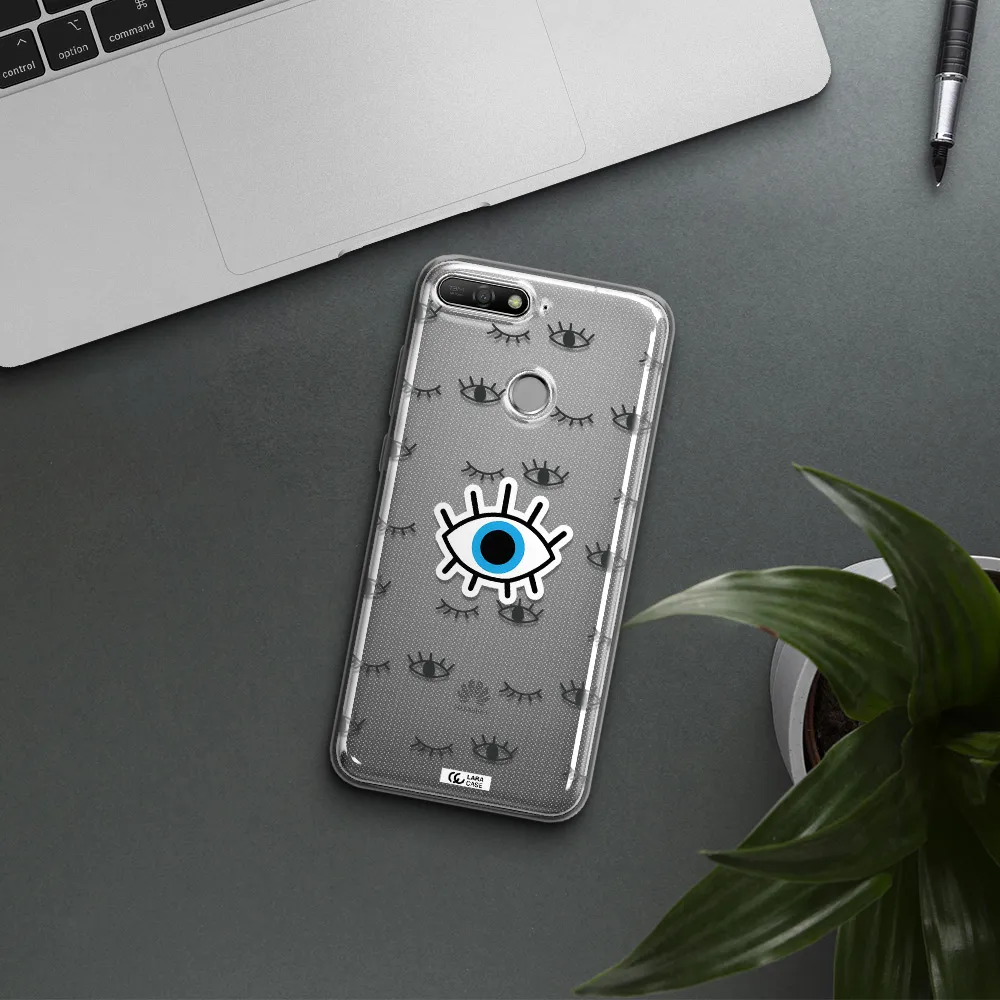 A Blue Eye With Black Eyeballs And Eyelashes Huawei Y6 Prime 2018 Clear Tpu Case